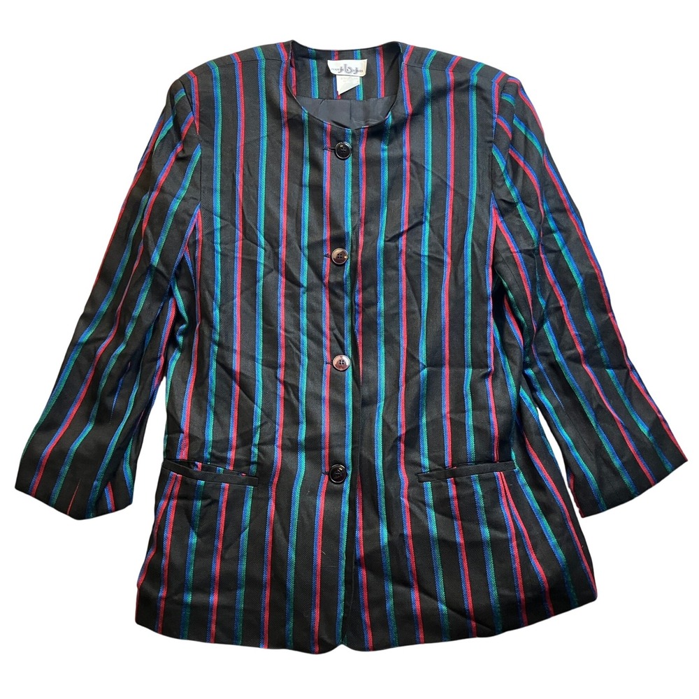 Vintage Justin B Jones Blazer Striped Mature Office Career Beachy Festival‎